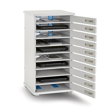 lapcabby lyte 10 multi door | 10-device static ac charging locker for laptops, tablets & chromebooks up to 15